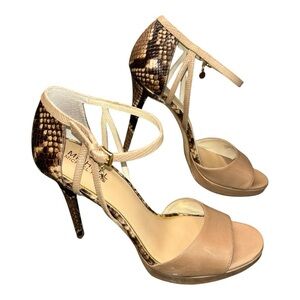 MICHAEL KORS BELLE SANDAL leather Sz 9M Platform Pumps Tan, Brown Women's Heels